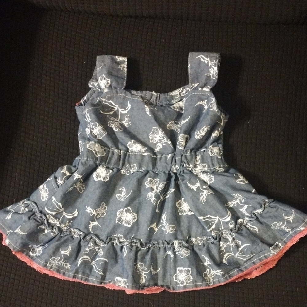 Denim Floral Sundress with Pink Lace Trim - Picture 8 of 8